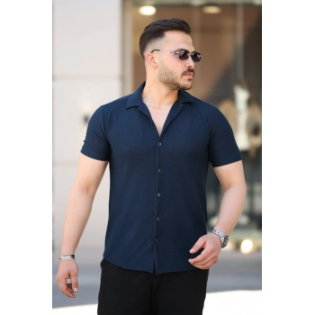 MARSiLYAN- Erkek Kısa Kollu örme Kumaş Pamuklu Gömlek