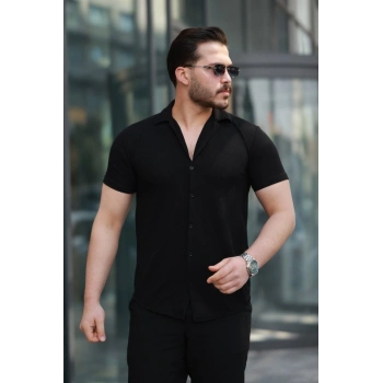 MARSiLYAN- Erkek Kısa Kollu örme Kumaş Pamuklu Gömlek