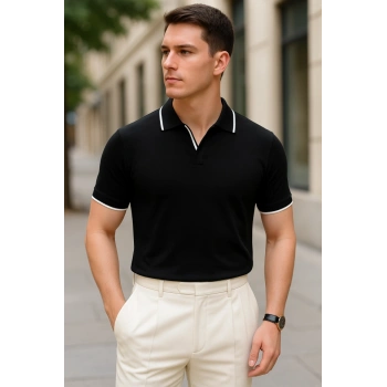 MARSiLYAN- Erkek Kısa Kollu Yakalı Triko Tişört