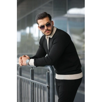 MARSiLYAN- Erkek Kol Ve Yaka Detaylı Uzun Kollu Triko