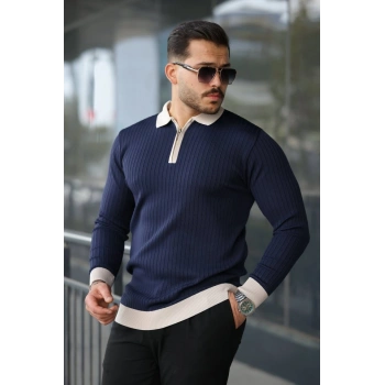 MARSiLYAN- Erkek Kol Ve Yaka Detaylı Uzun Kollu Triko