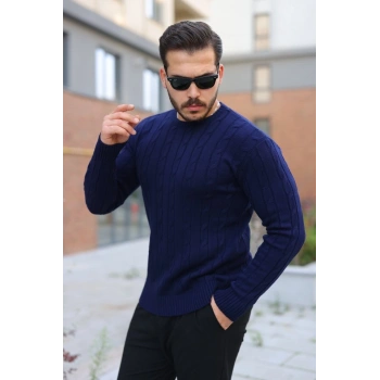 MARSiLYAN- Erkek örgü Desen Bisiklet Yaka Kazak