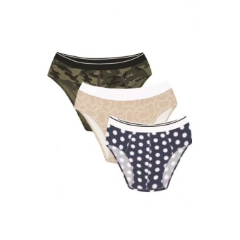 MARSiLYAN- Erkek Pamuk 3lü Desenli Likralı Slip