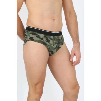 MARSiLYAN- Erkek Pamuk Desenli Likralı Slip Haki