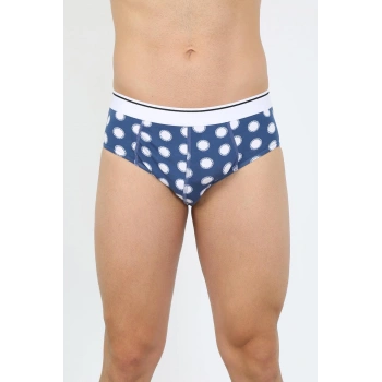 MARSiLYAN- Erkek Pamuk Desenli Likralı Slip Lacivert