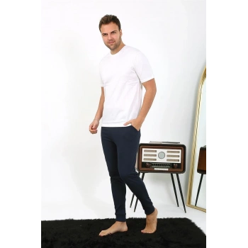 MARSiLYAN- Erkek Pamuk Tek Alt Pijama Lacivert
