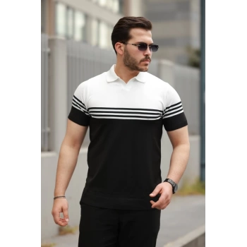 MARSiLYAN- Erkek Parça Renk Yakalı Kısa Kollu Tshirt