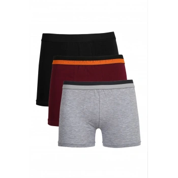 MARSiLYAN- Erkek Penye 3lü Boxer Siyah-Gri-Bordo