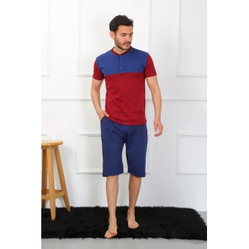 MARSiLYAN- Erkek Penye 3lü Parlamentmavi Parçalı Pijama Takımı