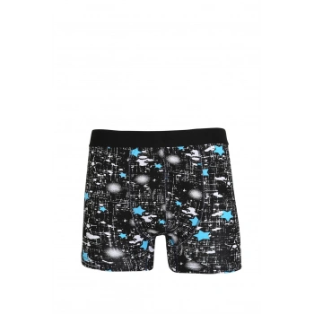 MARSiLYAN- Erkek Penye Likralı Desenli Boxer Siyah