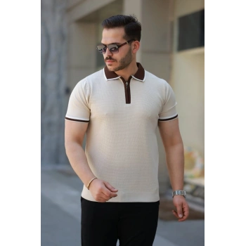 MARSiLYAN- Erkek Renkli Yaka Kısa Kollu Tişört