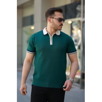 MARSiLYAN- Erkek Renkli Yaka Kısa Kollu Tişört