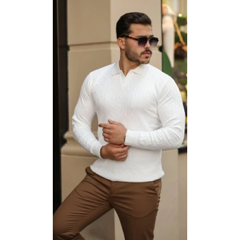 MARSiLYAN- Erkek Saç örgü Desen Uzun Kollu Triko