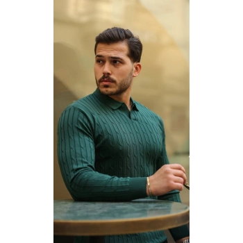 MARSiLYAN- Erkek Saç örgü Desen Uzun Kollu Triko