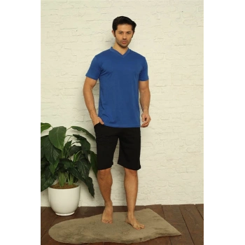 MARSiLYAN- Erkek Saks V Yaka 3lü Pijama Takım