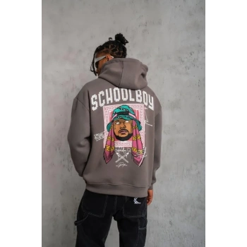MARSiLYAN- Erkek SCHOOL BOY Baskılı Kapüşonlu Sweat - Gri