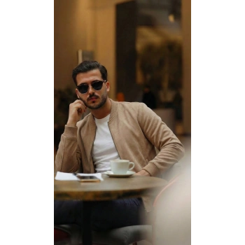 MARSiLYAN- Erkek Scuba Süet Kumaş Bomber Hırka