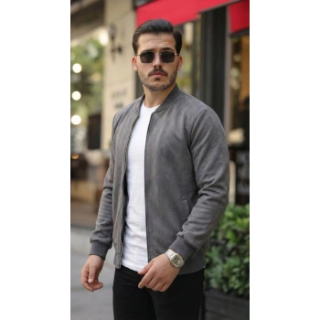 MARSiLYAN- Erkek Scuba Süet Kumaş Bomber Hırka