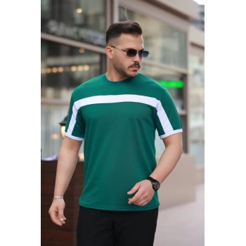 MARSiLYAN- Erkek şerit Detaylı Kısa Kollu Tshirt