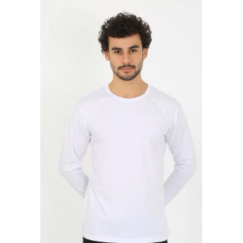 MARSiLYAN- Erkek Sıfır Yaka Uzun Kol Beyaz Fanila