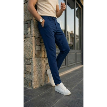 MARSiLYAN- Erkek Slim Fit Likralı Bilek Boy Dilli Kumaş Pantolon