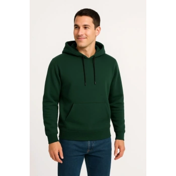 MARSiLYAN- Erkek Üç İplik Kapüşonlu Kanguru Cepli SweatShirt Hoodie - Haki