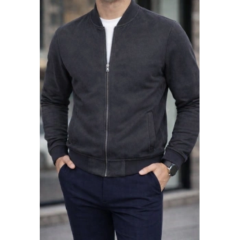 MARSiLYAN- Erkek Uzun Kollu önden Fermuarlı Süet Ceket