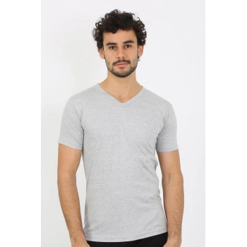 MARSiLYAN- Erkek V Yaka Gri Penye Atlet