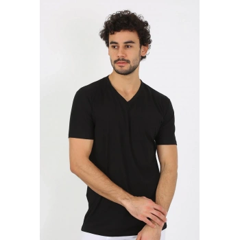 MARSiLYAN- Erkek V Yaka Siyah Penye Atlet