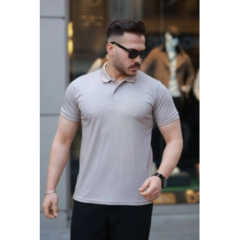 MARSiLYAN- Erkek Yakalı Kagi Kumaş Kısa Kollu T-shirt