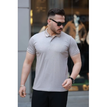 MARSiLYAN- Erkek Yakalı Kagi Kumaş Kısa Kollu T-shirt