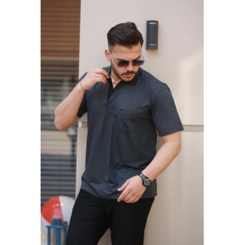 MARSiLYAN- Erkek Yakalı Mini Jakarlı Kısa Kollu Tshirt
