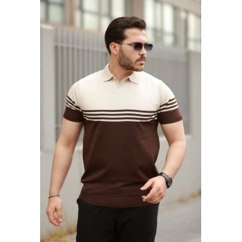 MARSiLYAN- Erkek Yakalı Parça Renk Kısa Kollu Tshirt