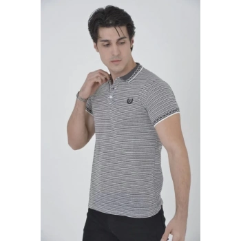 MARSiLYAN- Erkek Yakalı Slim Fit Dokuma T-Shirt - Beyaz