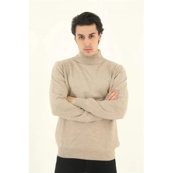 MARSiLYAN- Erkek Yarım Balıkçı Yaka Triko Kazak - Bej