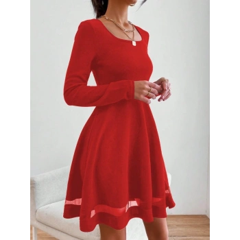 MARSiLYAN- Etek Tül Detay Krep Elbise