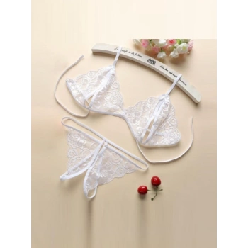 MARSiLYAN-  Fantezi Beyaz Dantelli Seksi Sütyen Kilot Takım TG279706