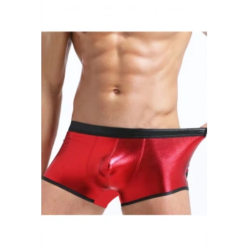 MARSiLYAN-  Fantezi Deri Görünümlü Kırmızı Erkek Boxer Tanga TG274506