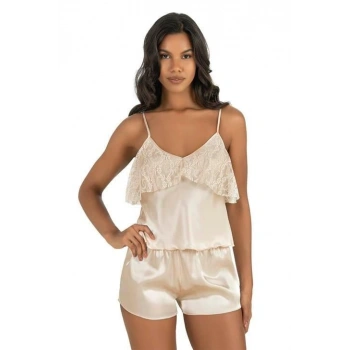 MARSiLYAN-  Fildişi Saten Şort Takımı 9214