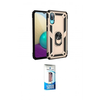MARSİLYAN™- Galaxy A02 Kılıf Ahenk Klasik Koleksiyonu - Siyah 5D Eko Cam Ekran Koruyucu