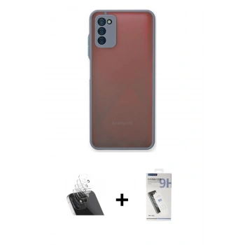 MARSİLYAN™- Galaxy A03S Kılıf Ahenk Çizgi Serisi - Şeffaf Uv Polymer Nano Ekran Koruyucu + Kamera Lens Koruma Cam - SF