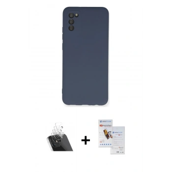 MARSİLYAN™- Galaxy A03S Kılıf Ahenk Serisi - Siyah Seramik Nano Ekran Koruyucu + Kamera Lens Koruma Cam - SF