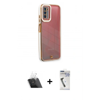 MARSİLYAN™- Galaxy A03S Kılıf Çekirdek Klasik Serisi - Şeffaf Uv Polymer Nano Ekran Koruyucu + Kamera Lens Koruma Cam - SF