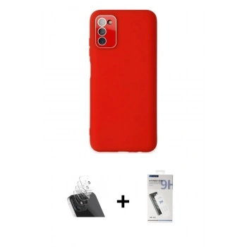 MARSİLYAN™- Galaxy A03S Kılıf Çekirdek Modern Serisi - Şeffaf Uv Polymer Nano Ekran Koruyucu + Kamera Lens Koruma Cam - SF