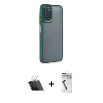 MARSİLYAN™- Galaxy A03S Kılıf Eksen Doku Prime - Şeffaf Uv Polymer Nano Ekran Koruyucu + Kamera Lens Koruma Cam - SF