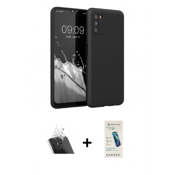 MARSİLYAN™- Galaxy A03S Kılıf Kozmos Yansıma Özel Seri - Şeffaf Pasifik Cam Ekran Koruyucu + Kamera Lens Koruma Cam - SF
