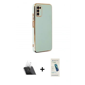 MARSİLYAN™- Galaxy A03S Kılıf Yankı Serisi - Şeffaf Pasifik Cam Ekran Koruyucu + Kamera Lens Koruma Cam - SF
