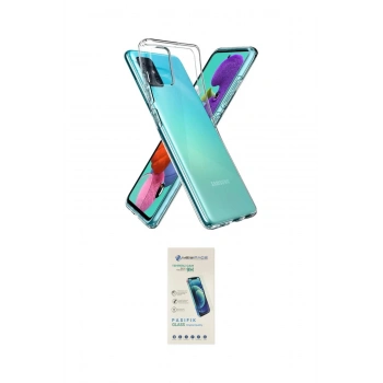 MARSİLYAN™- Galaxy A03S Kılıf Zirve Doku - Şeffaf Pasifik Cam Ekran Koruyucu