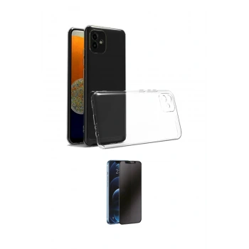 MARSİLYAN™- Galaxy A05 Kılıf Zirve Doku - Siyah 3D Antistatik Hayalet Cam Ekran Koruyucu