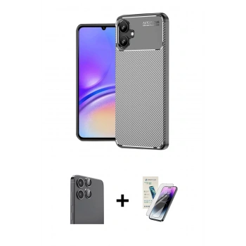 MARSİLYAN™- Galaxy A06 Kılıf Eksen Form Prime - Şeffaf Pasifik Cam Ekran Koruyucu + Raze Metal Kamera Lens - SH